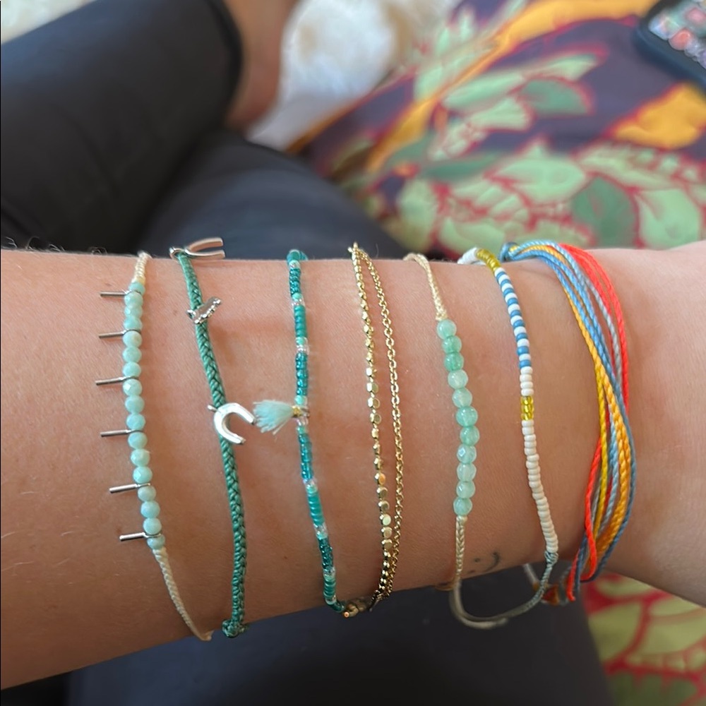 Teal pura vida Colorful Beaded Bracelet Set (7)